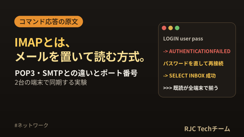 IMAPとは｜POP3・SMTPとの違いとポート・設定をコマンド原文で