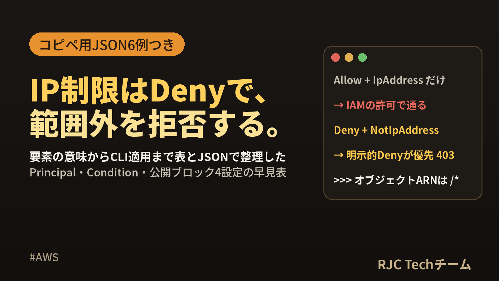 S3バケットポリシーの書き方と例 IP制限・Condition早見表