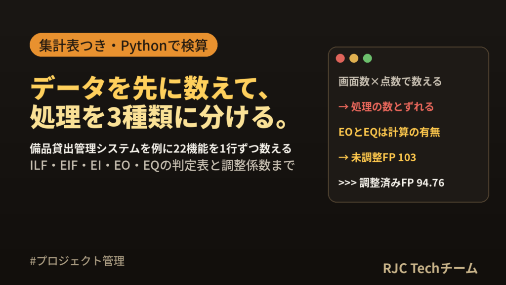 ファンクションポイント法の計算例｜ILF・EI・EO・EQの数え方と判定表