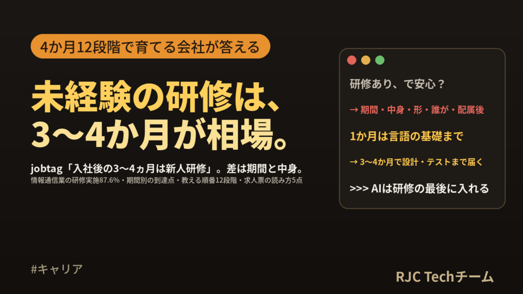 未経験エンジニア研修の期間と中身の相場｜何か月・何を・誰が教えるかの見分け方
