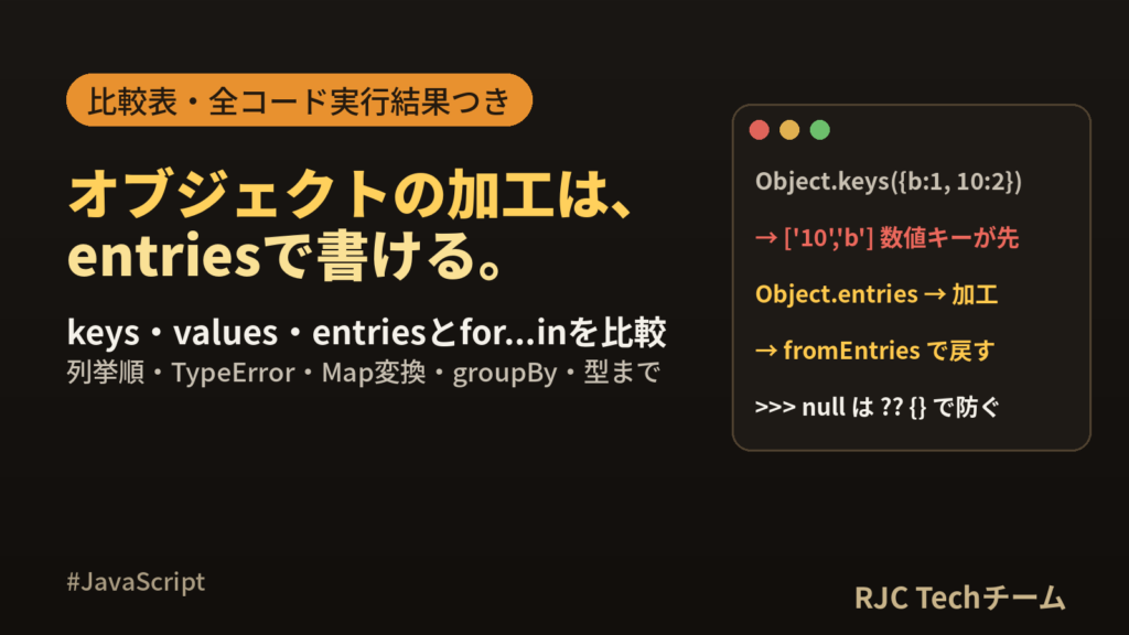 JavaScript Object.keys・values・entries使い方