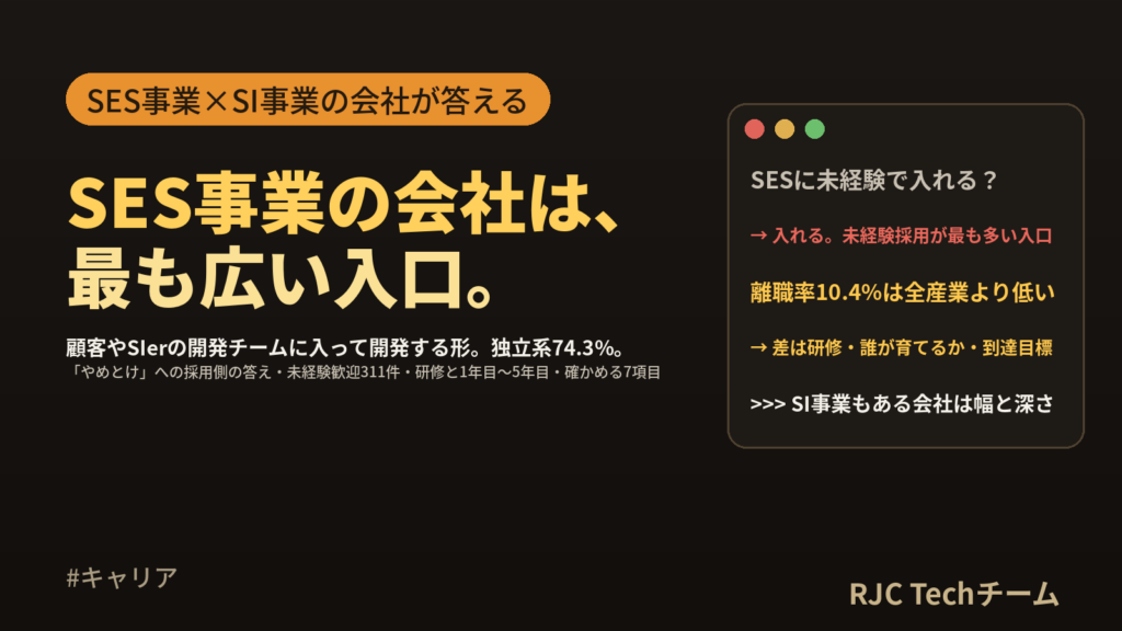SES事業の会社に未経験で入るには｜仕事・研修・1年目と、SI事業もある会社の良さ