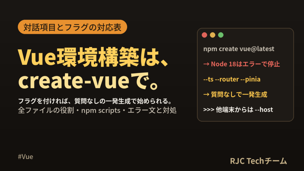 Vue環境構築｜create-vueでプロジェクト作成とディレクトリ構成