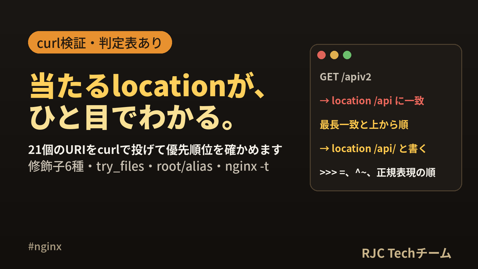 nginx location書き方｜優先順位とtry_filesをcurlで検証