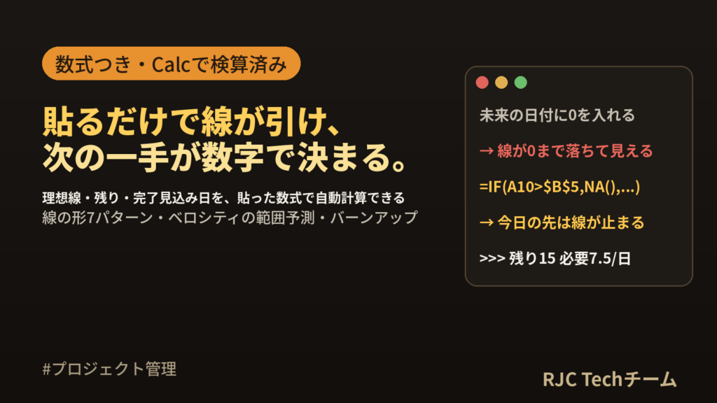 バーンダウンチャートの作り方（エクセル）｜見方7パターンとベロシティ計算