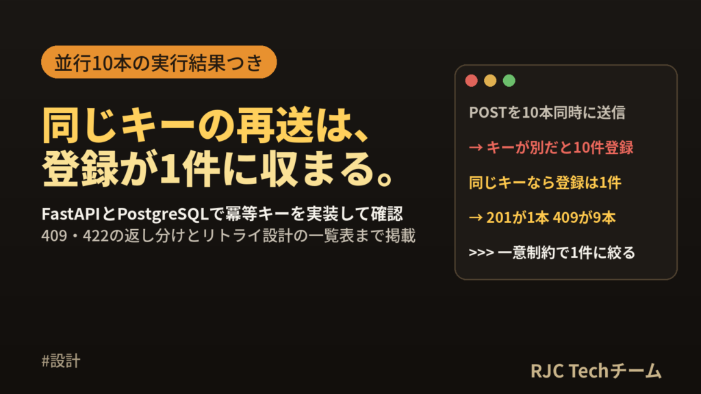 冪等性とは｜APIの冪等キー実装と二重登録を防ぐリトライ設計の一覧
