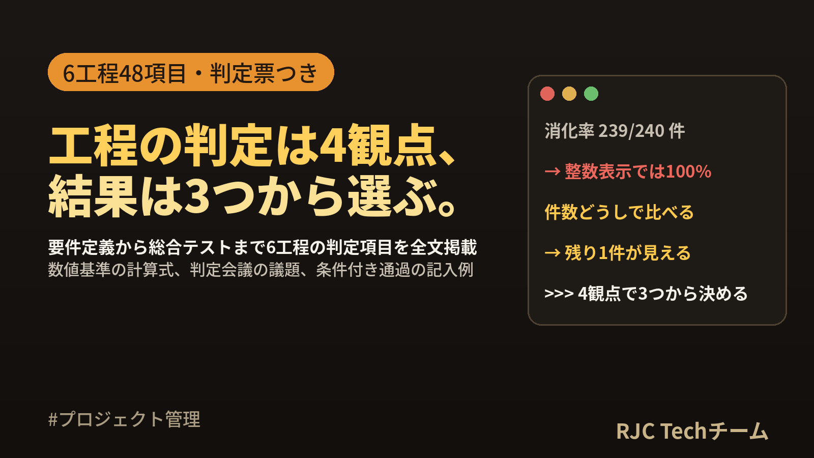 工程完了判定の基準とチェックリスト｜フェーズゲート判定項目