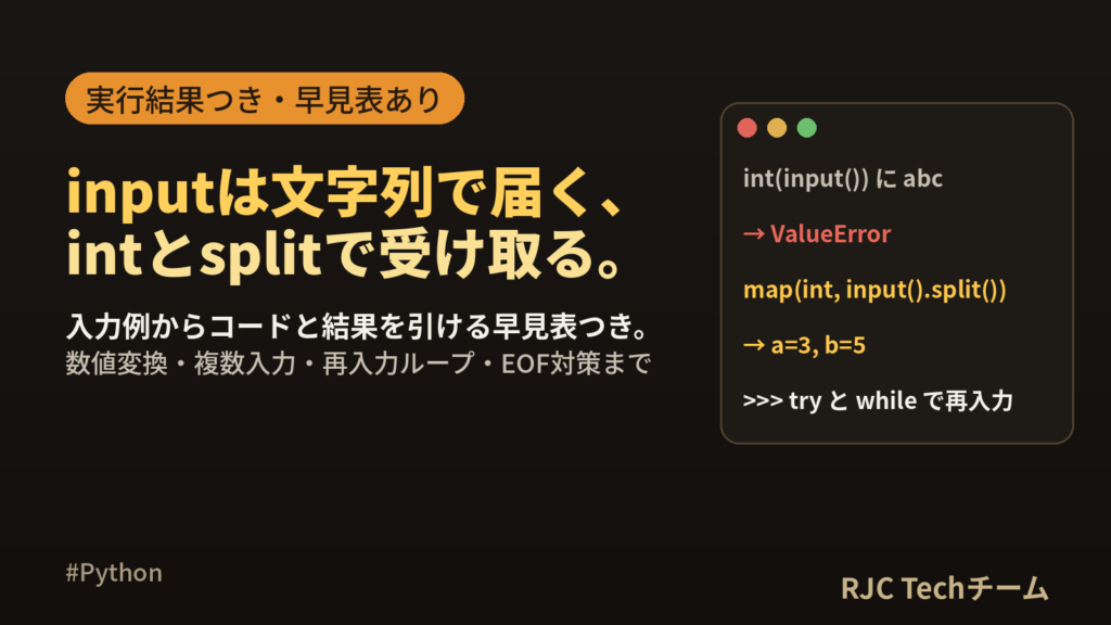 Python inputの使い方｜数値変換と複数入力splitのコード集