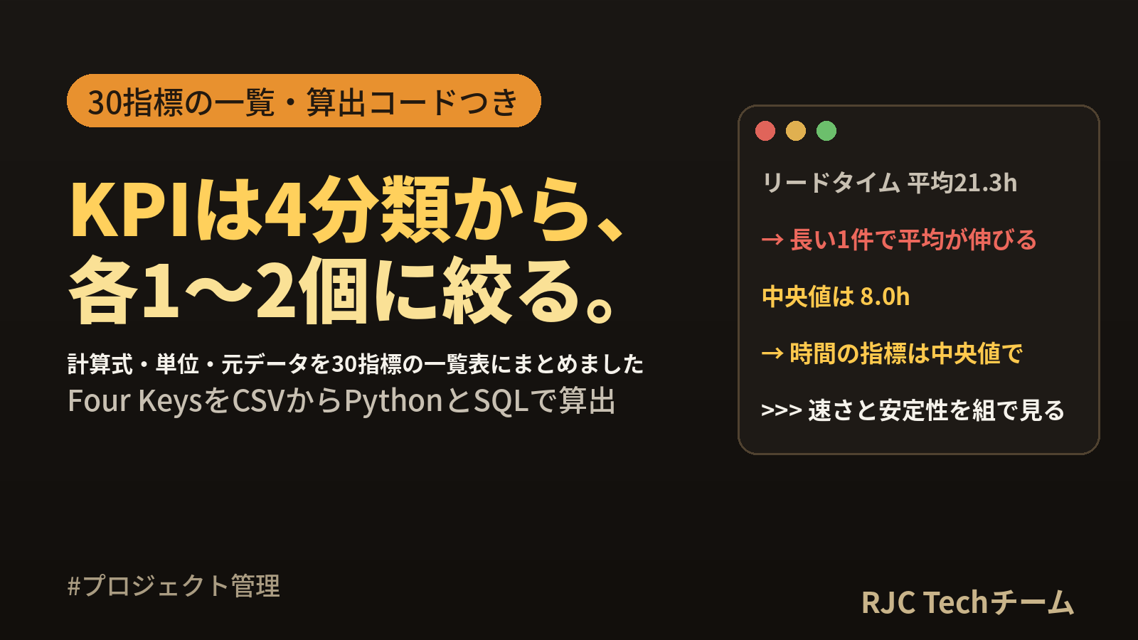 開発チームのKPI一覧｜指標の計算式とFour Keysの測り方