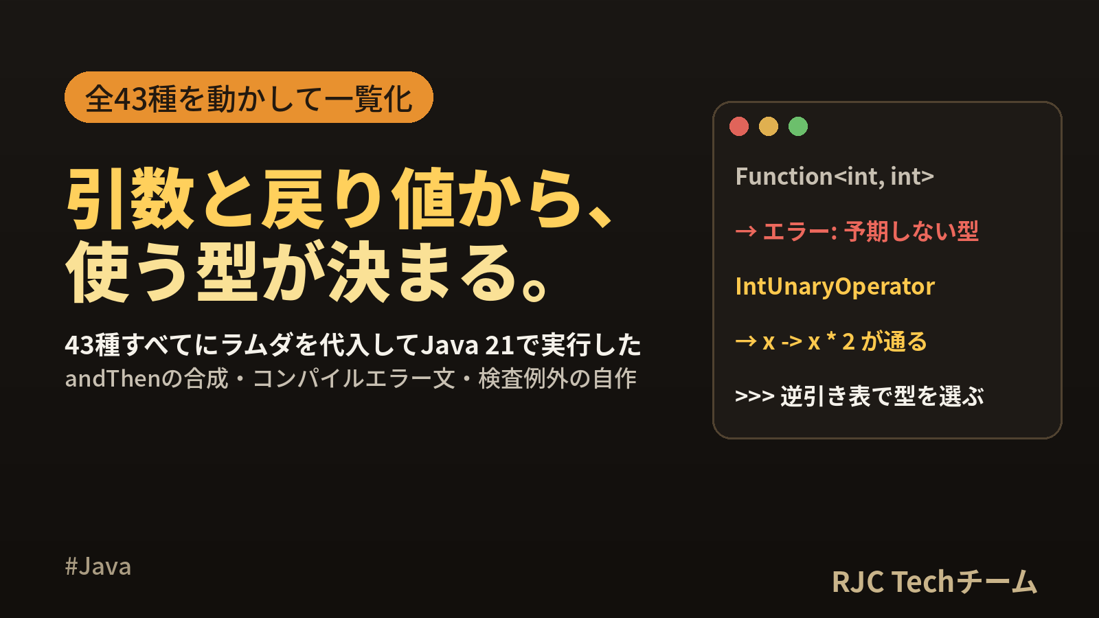 Java関数型インターフェース一覧｜全43種の早見表と使い方
