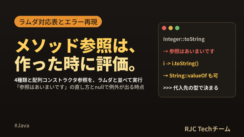 Javaメソッド参照(::)の使い方｜4種類とラムダ対応表