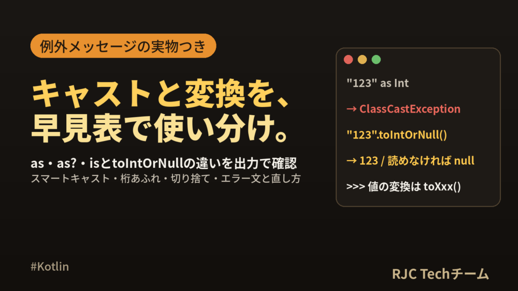 Kotlin 型変換とキャスト as・as?・is と toIntOrNull