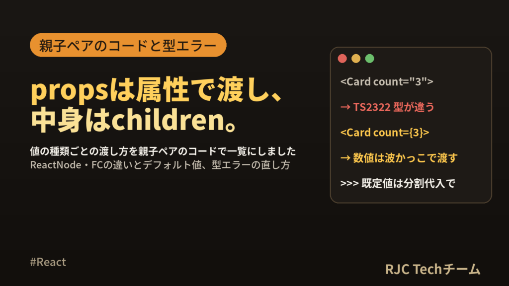 React propsの渡し方とchildrenの使い方｜TS型定義
