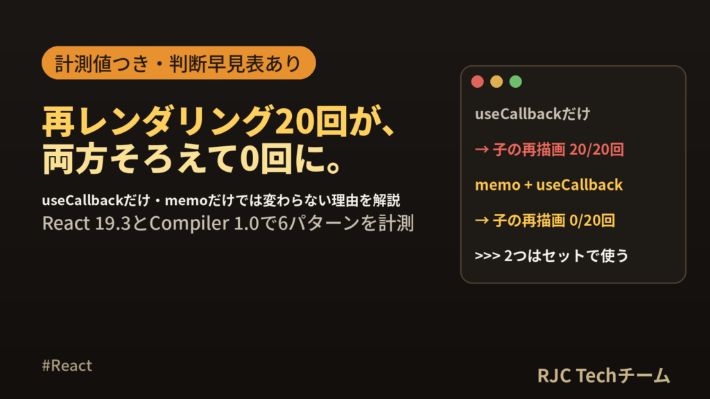 React useCallbackとReact.memoの使い方と判断表