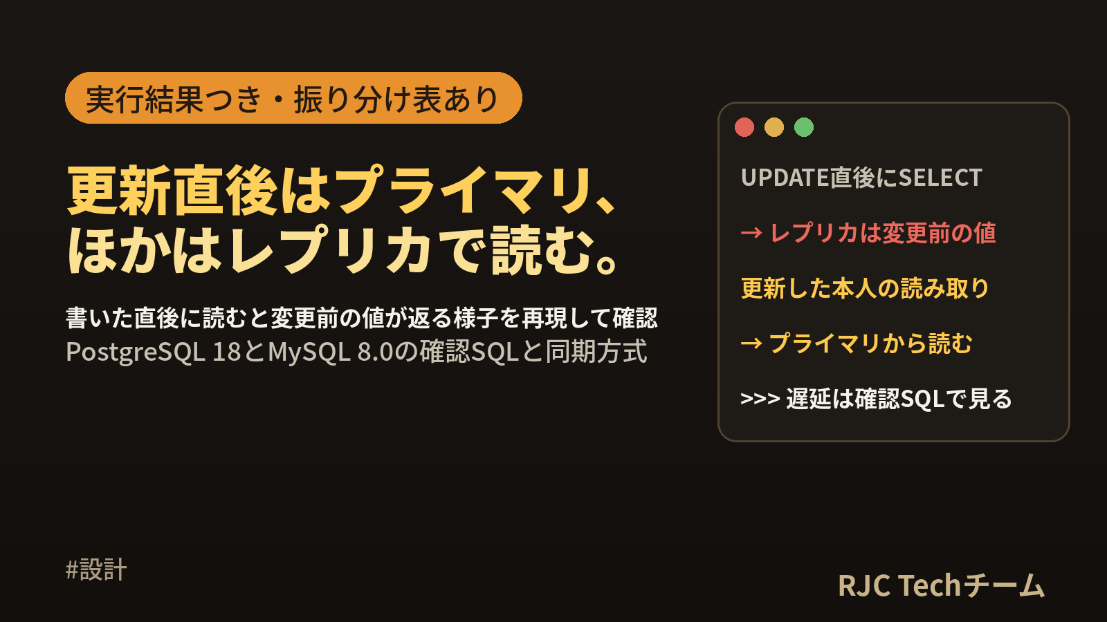リードレプリカ設計の注意点｜レプリケーション遅延の対策と確認SQL