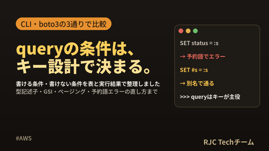 DynamoDBの使い方｜AWS CLIとboto3のquery・scan