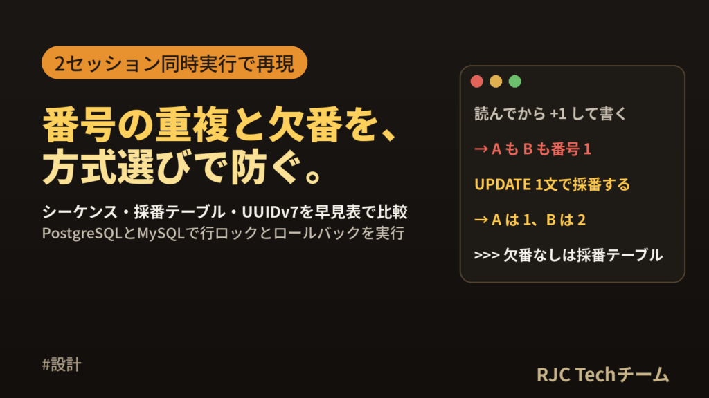 採番設計の方法｜シーケンス・採番テーブル・UUIDの比較表とSQL例