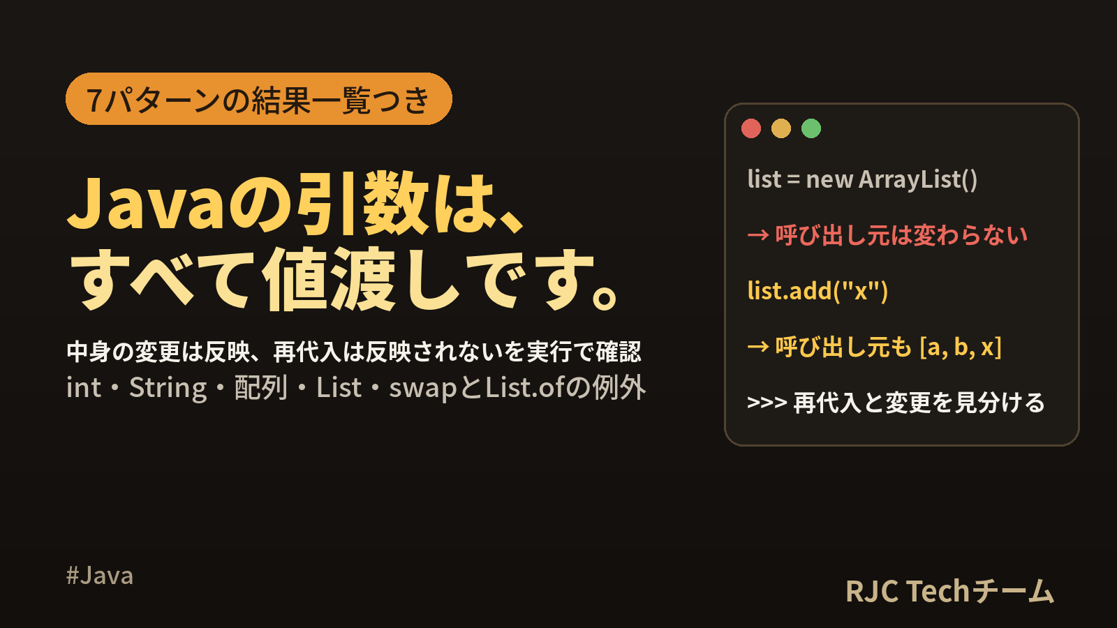 Javaは値渡し？参照渡し？引数の変更が反映される条件