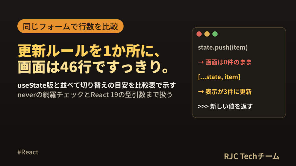 React useReducerの使い方とuseStateとの違い