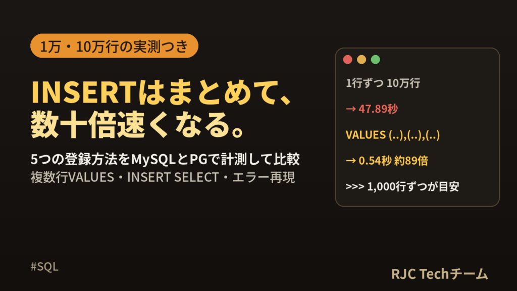 SQL INSERT複数行の書き方｜INSERT SELECTと速度比較つき