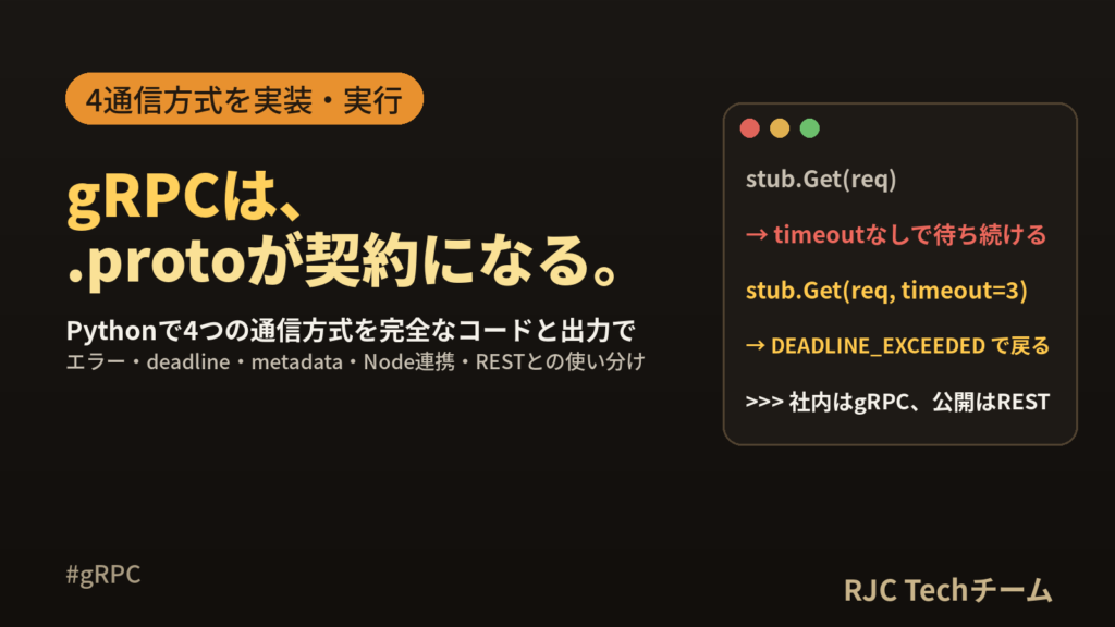 gRPC入門｜Pythonで4通信方式を実装、RESTとの使い分けも