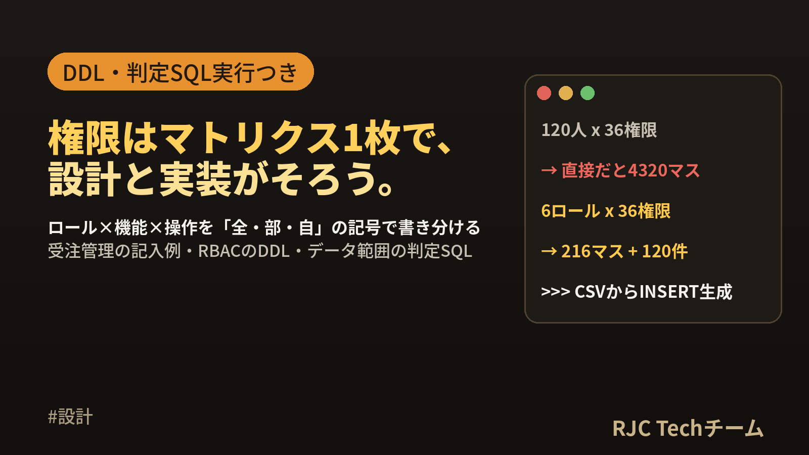 権限設計の書き方 ロール×権限マトリクスのテンプレートとRBAC例