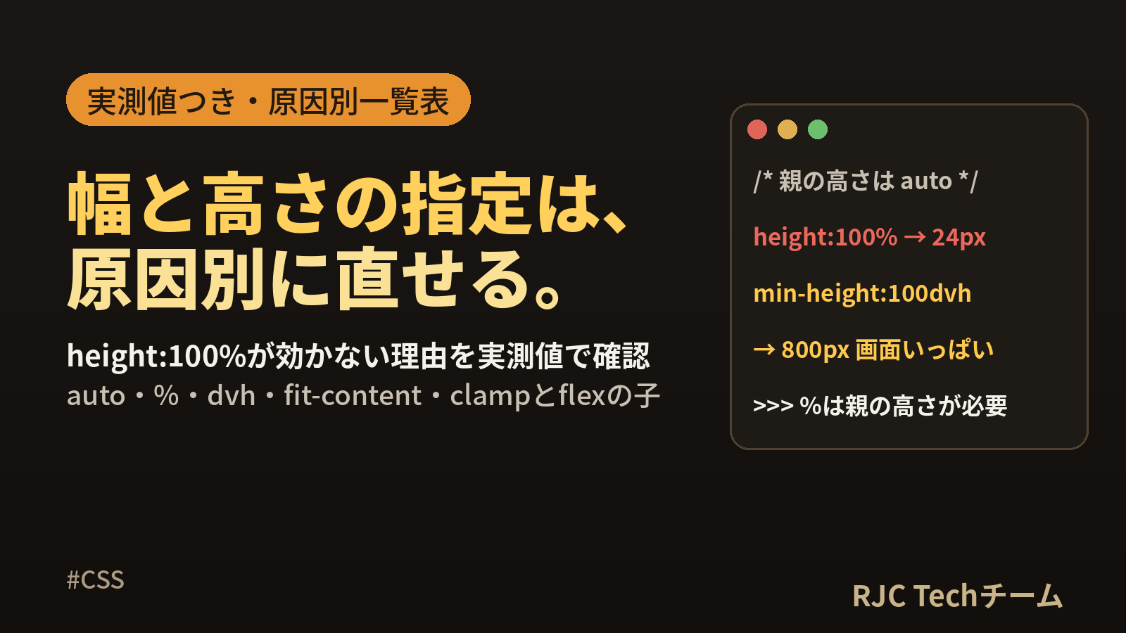 CSS widthとheightの指定方法｜100%が効かない原因と対処
