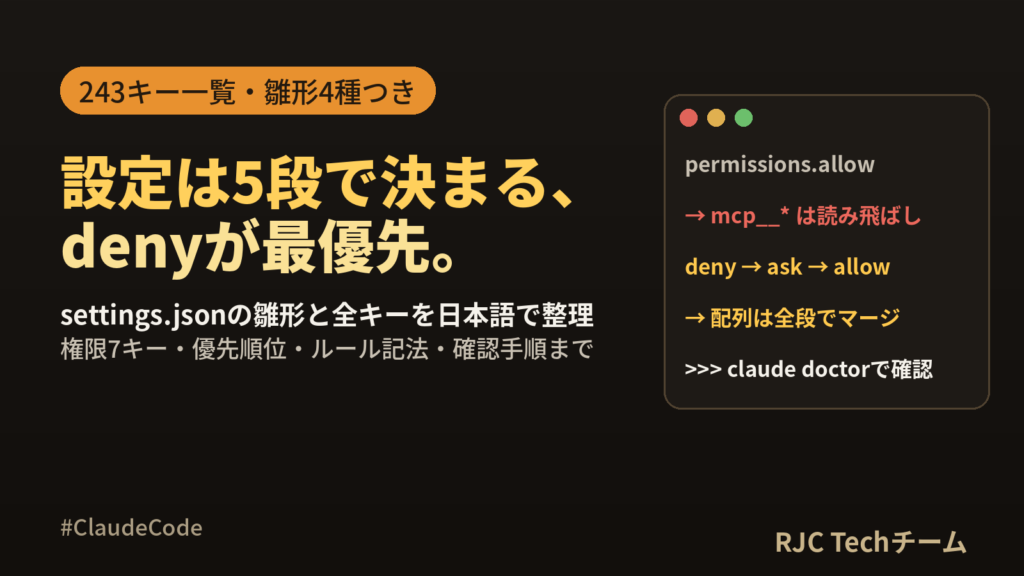 Claude Code settings.json設定一覧｜権限の雛形と優先順位