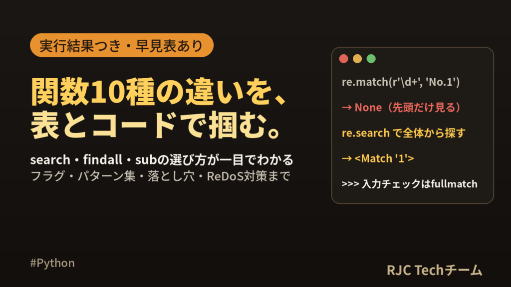 Python 正規表現(re)の使い方｜関数・パターン早見表付き