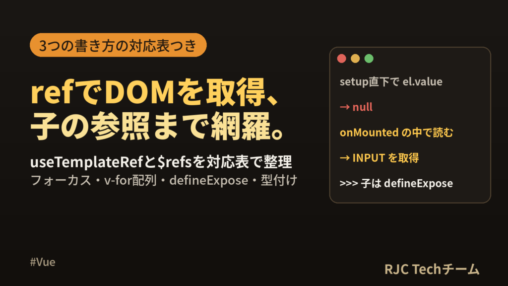 VueのrefでDOM取得｜useTemplateRefと子の参照