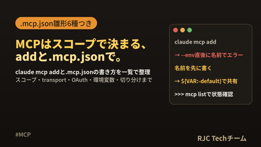 Claude Code MCP設定の追加方法｜.mcp.json雛形と一覧