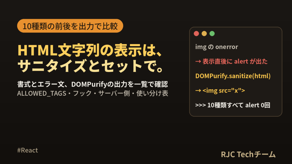 dangerouslySetInnerHTMLの使い方とサニタイズ