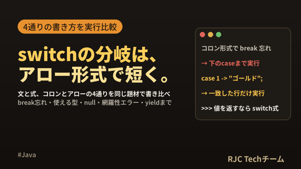Javaのswitch文の使い方｜switch式・アロー・yieldまで