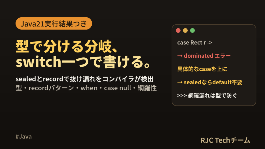 Java switchパターンマッチング｜record・sealedの書き方と実例