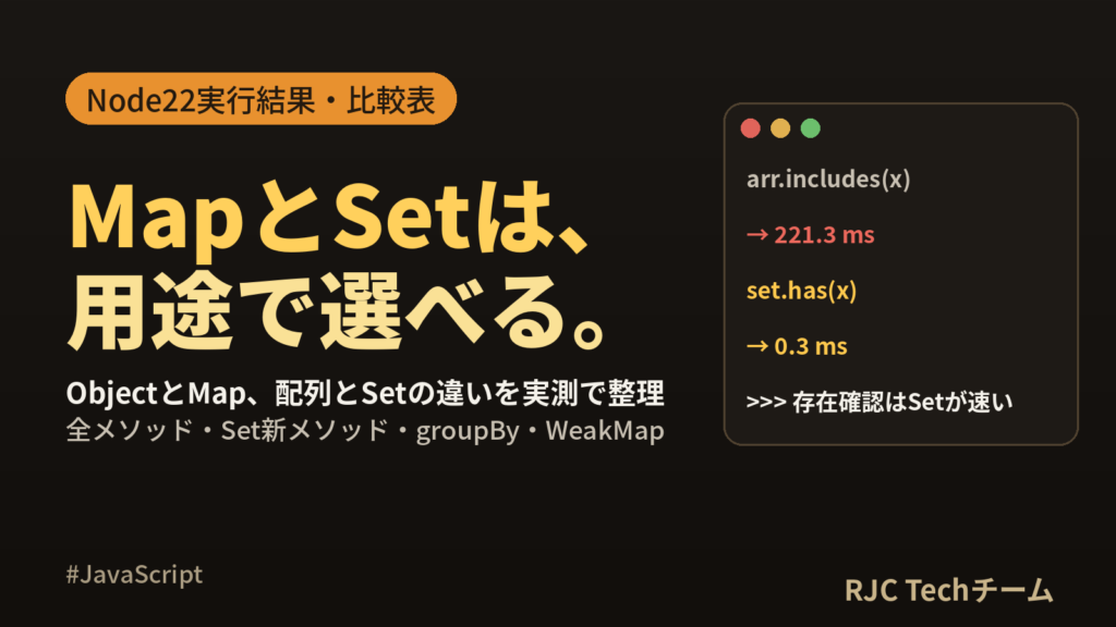 JavaScript Map・Set｜使い方とObject・配列との違い一覧