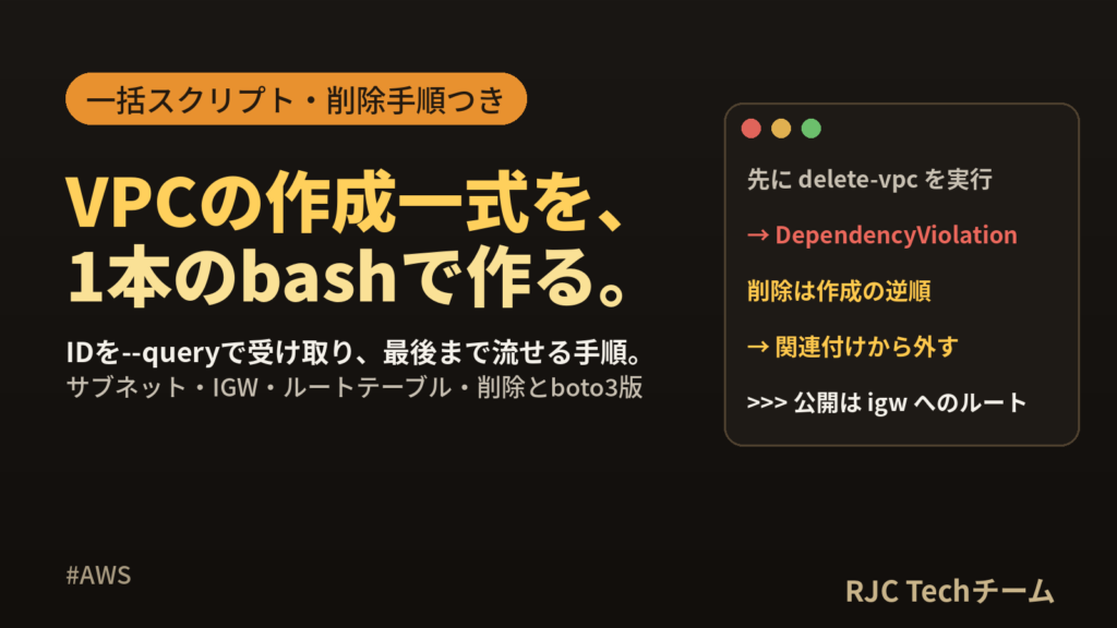 AWS CLIでVPCを作成する手順｜サブネットからIGWまで一式