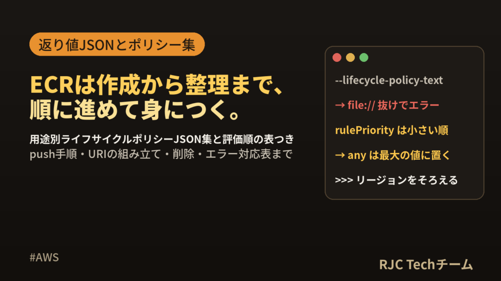 Amazon ECR の使い方 リポジトリ作成とライフサイクルポリシー