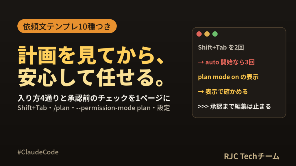 Claude Code プランモードの使い方｜起動方法と依頼文の型10例