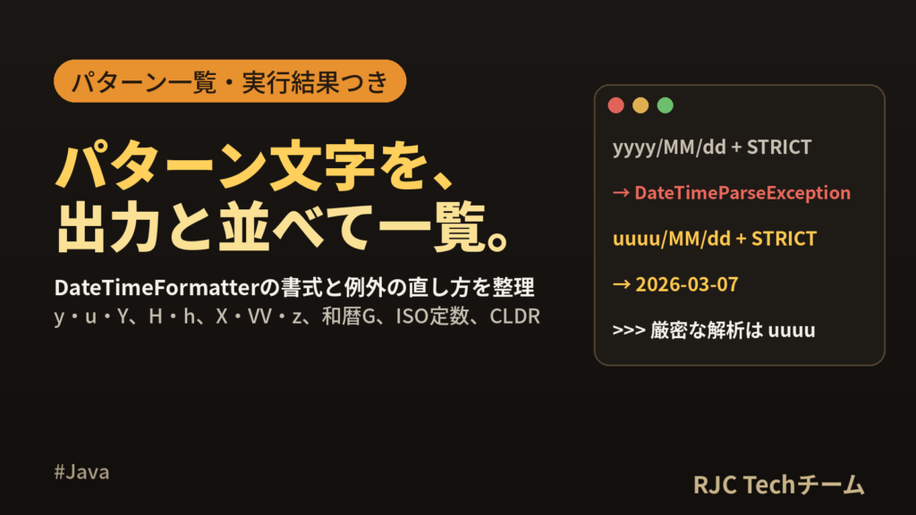Java DateTimeFormatterパターン一覧｜日付と文字列の変換