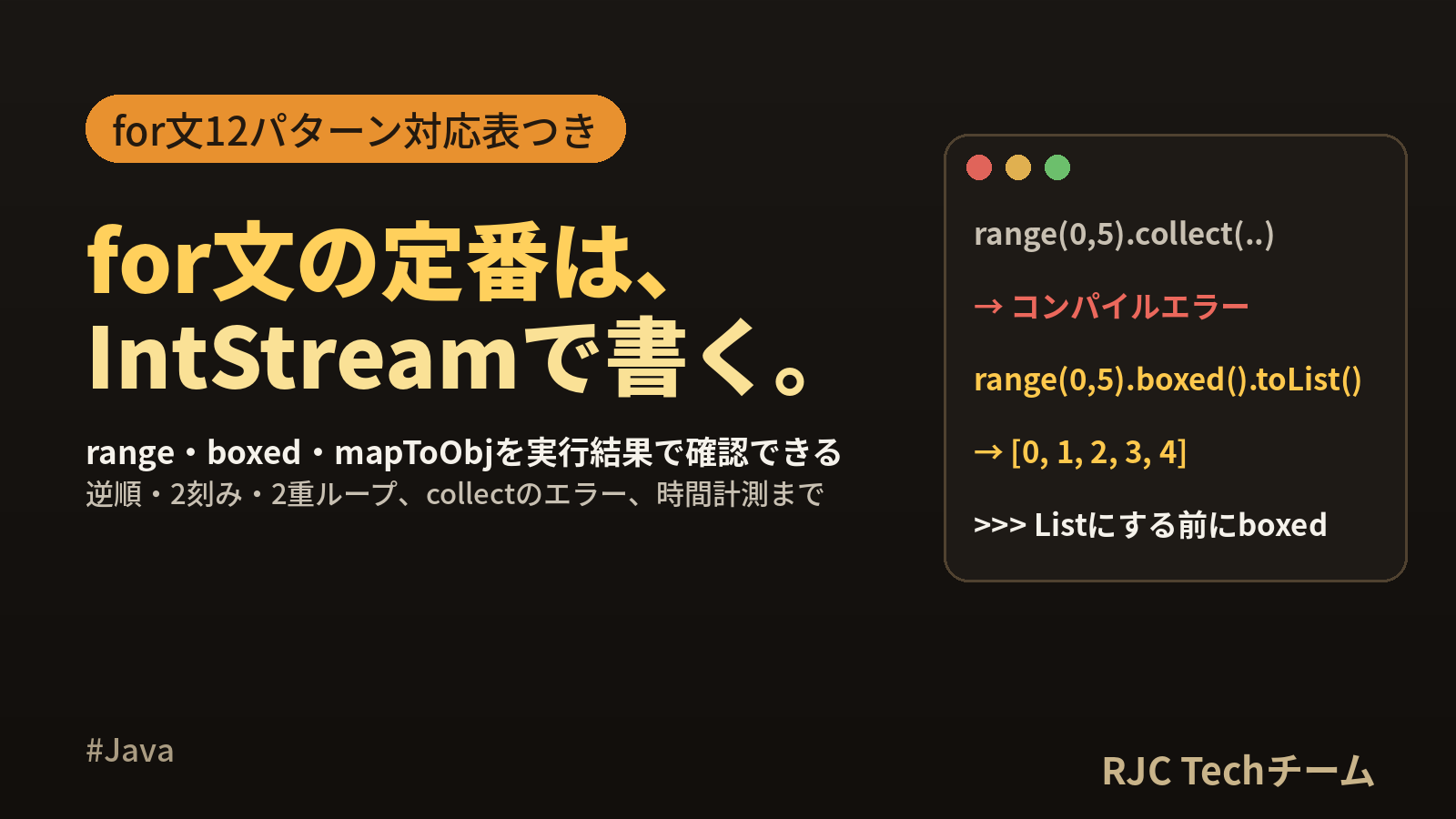 Java IntStreamの使い方｜range・boxed・mapToObj