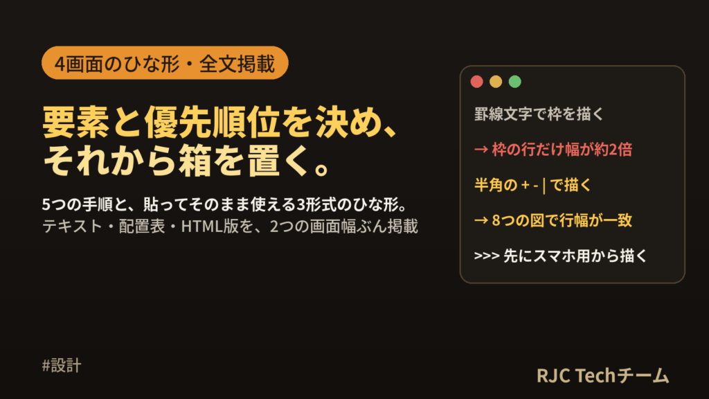 ワイヤーフレームの書き方：作り方の手順とテキストで作る例・テンプレート
