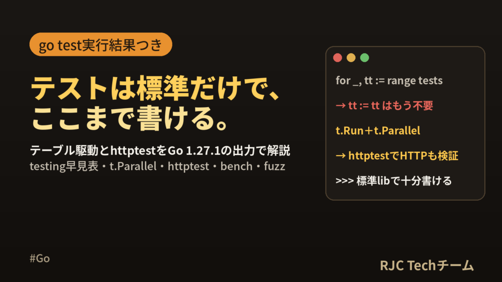 Go テストの書き方｜テーブル駆動・httptestのコード例