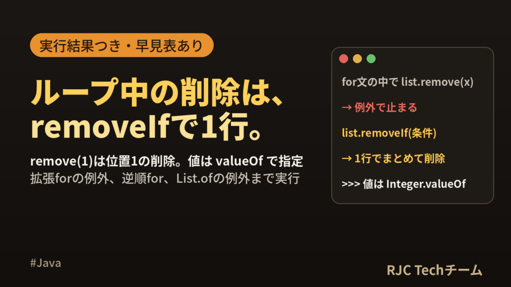 Java Listの削除まとめ remove・removeIfとループ中の削除