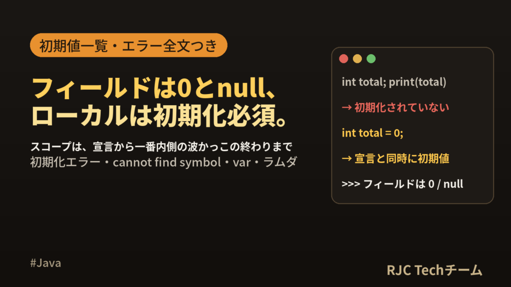 Java変数のスコープとは？初期値一覧と初期化エラーの直し方