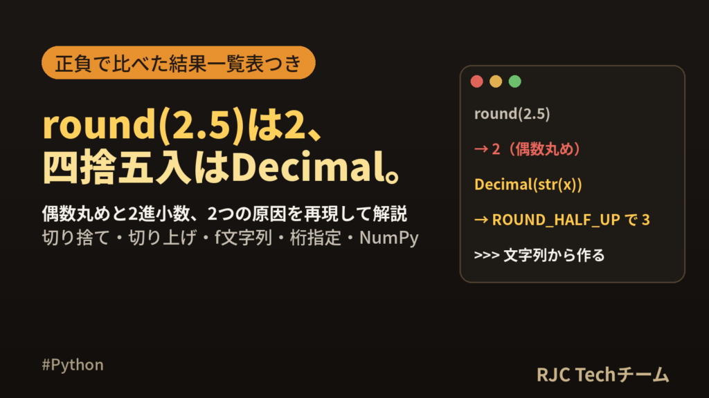 Python四捨五入はroundでずれる｜切り捨て・切り上げ・Decimal