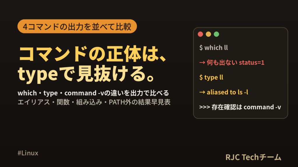 whichコマンドの使い方｜whereis・type・command -vの違い