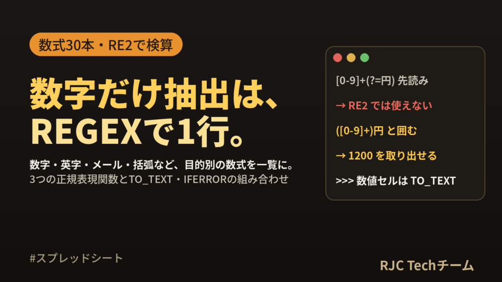 スプレッドシート正規表現関数の使い方｜REGEXEXTRACT例一覧