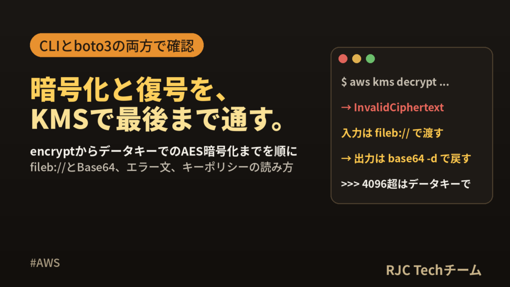 AWS KMSの使い方｜CLIとboto3で暗号化・復号・データキー
