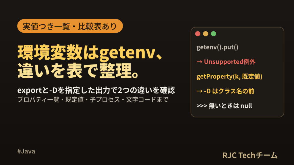 Java 環境変数の取得方法｜System.getenvとシステムプロパティ一覧