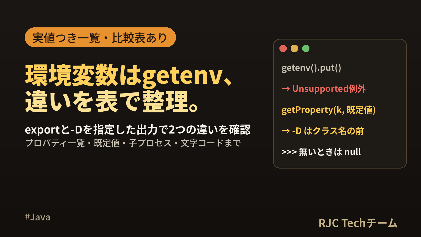 Java 環境変数の取得方法｜System.getenvとシステムプロパティ一覧